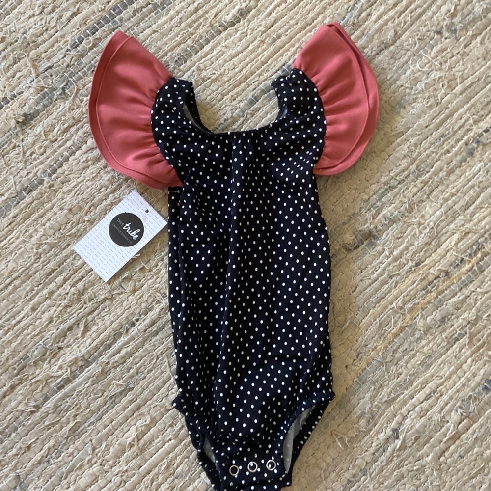 Polka Dot Kids Bodysuit with Pink Accents